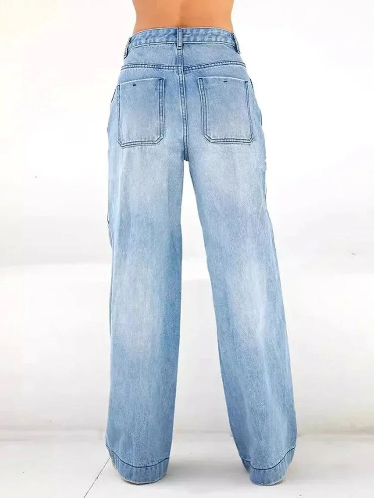 Women’s Wide-Leg Light Blue Denim Jeans