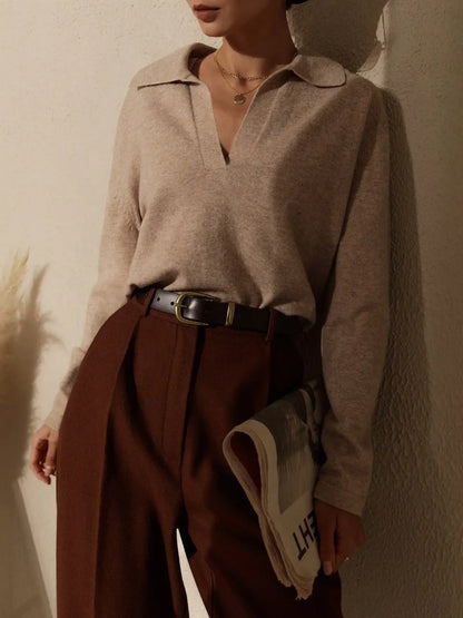 Women’s Polo Neck Knit Pullover Sweater