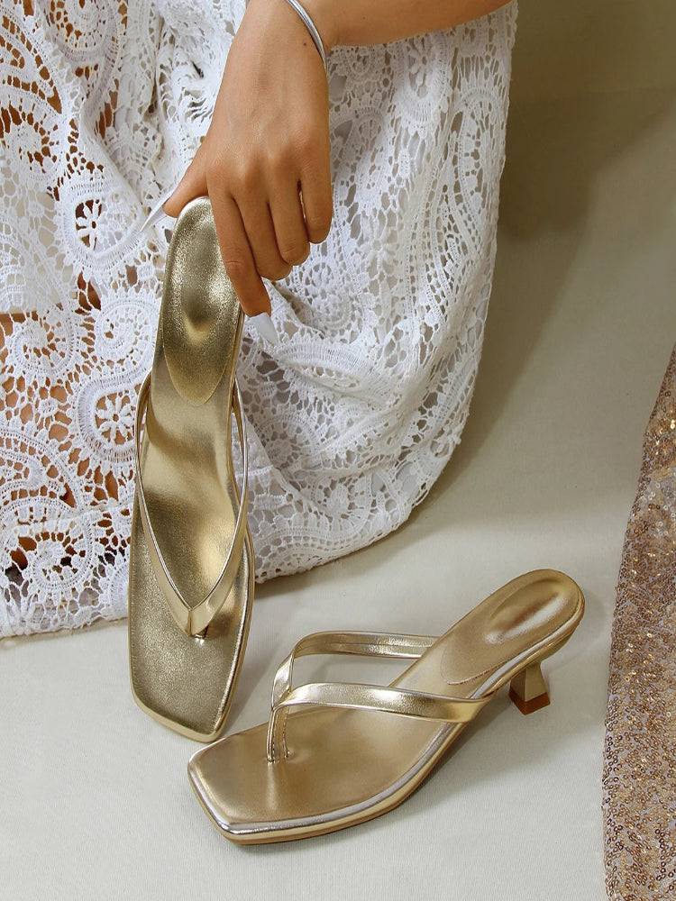 Women’s Square Toe Thin Strap Flip-Flops