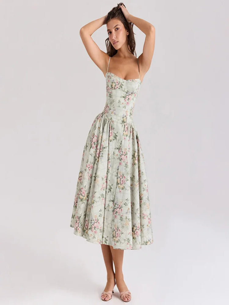 Women’s Floral Slim Fit Strap Gown