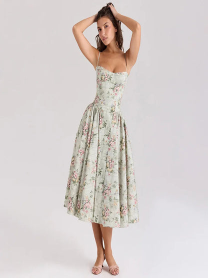 Women’s Floral Slim Fit Strap Gown
