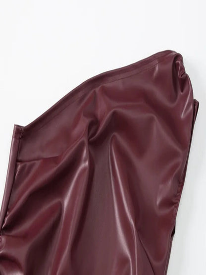 Women’s One-Shoulder PU Tank Top