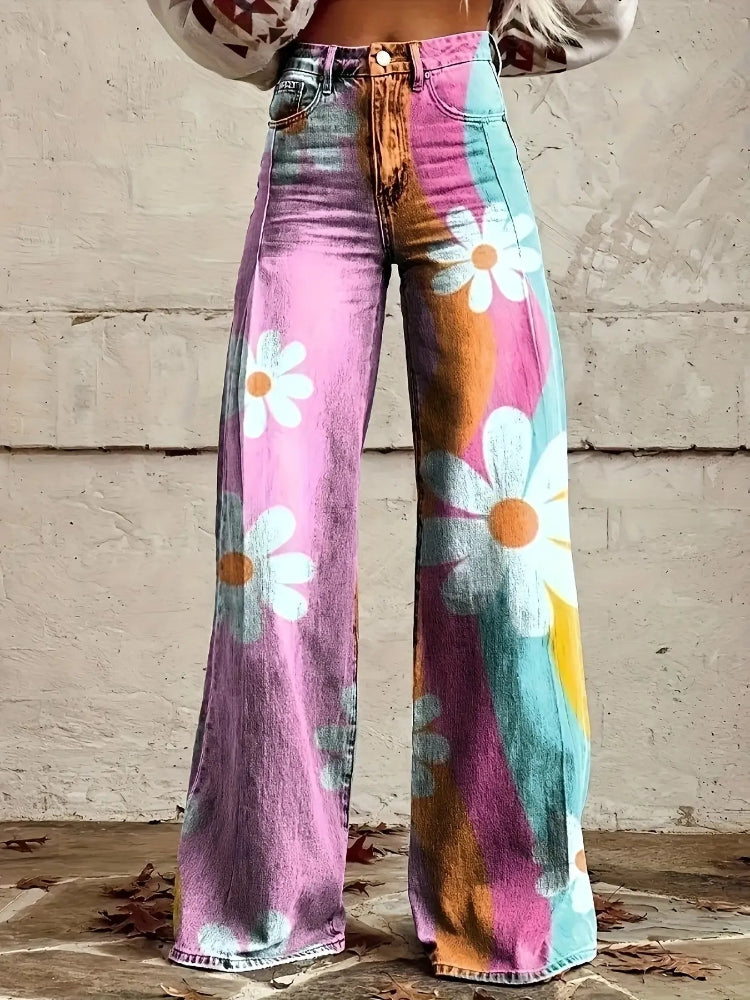 Women’s Printed Wide-Leg Casual Pants