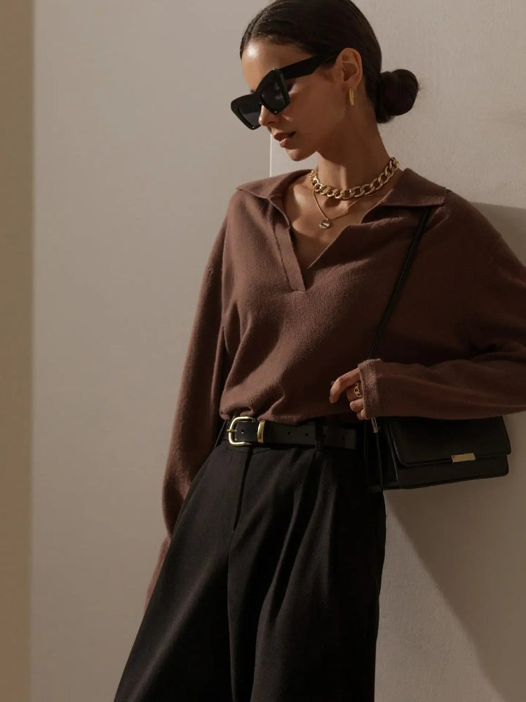 Women’s Polo Neck Knit Pullover Sweater