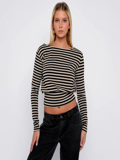 Women’s Striped Long-Sleeve Slim Top