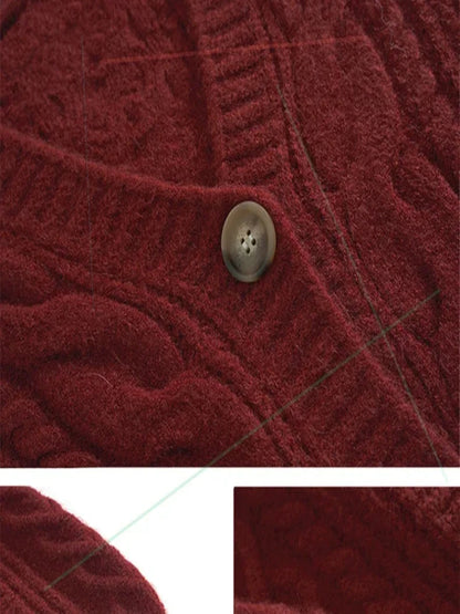 Retro V-Neck Knitted Cardigan – Women’s Knit Jacket