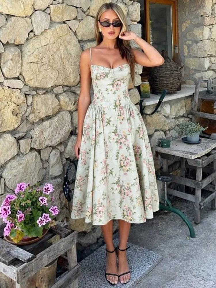 Women’s Floral Slim Fit Strap Gown