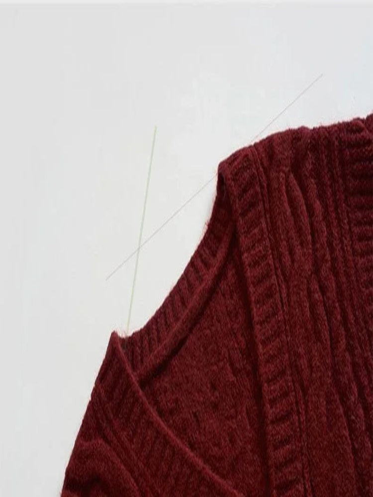 Retro V-Neck Knitted Cardigan – Women’s Knit Jacket