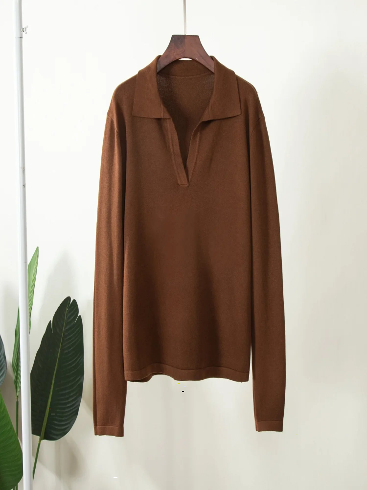 Women’s Polo Neck Knit Pullover Sweater