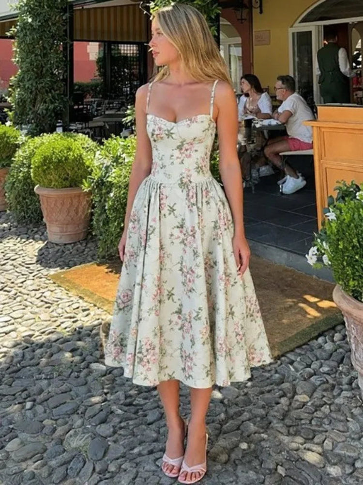 Women’s Floral Slim Fit Strap Gown