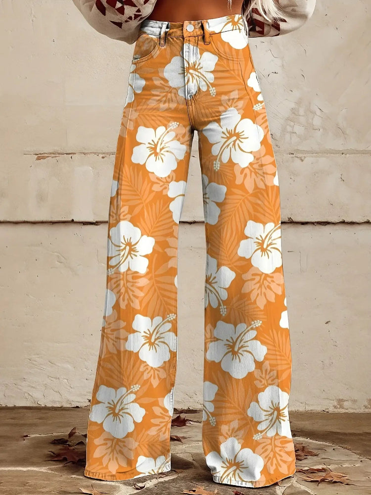 Women’s Printed Wide-Leg Casual Pants
