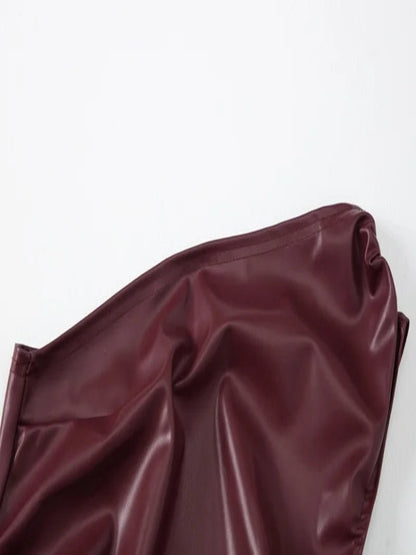 Women’s One-Shoulder PU Tank Top