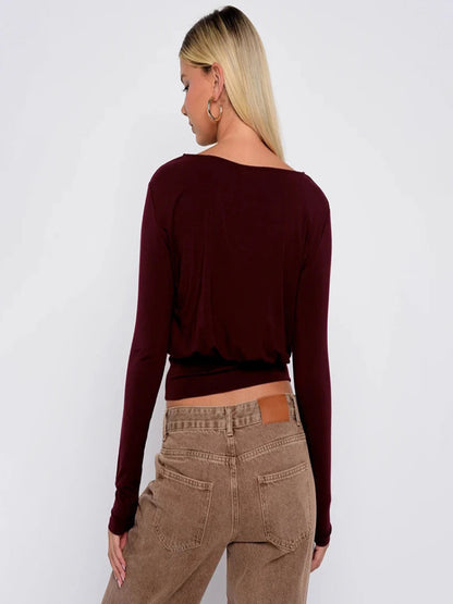 Women’s Striped Long-Sleeve Slim Top