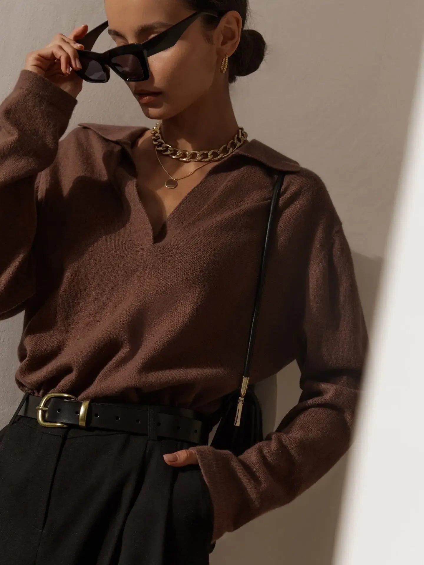 Women’s Polo Neck Knit Pullover Sweater