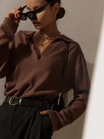 Women’s Polo Neck Knit Pullover Sweater