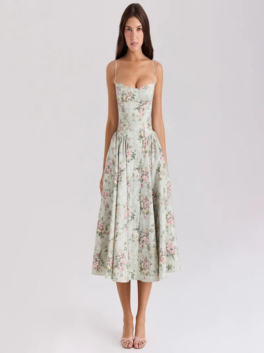 Women’s Floral Slim Fit Strap Gown