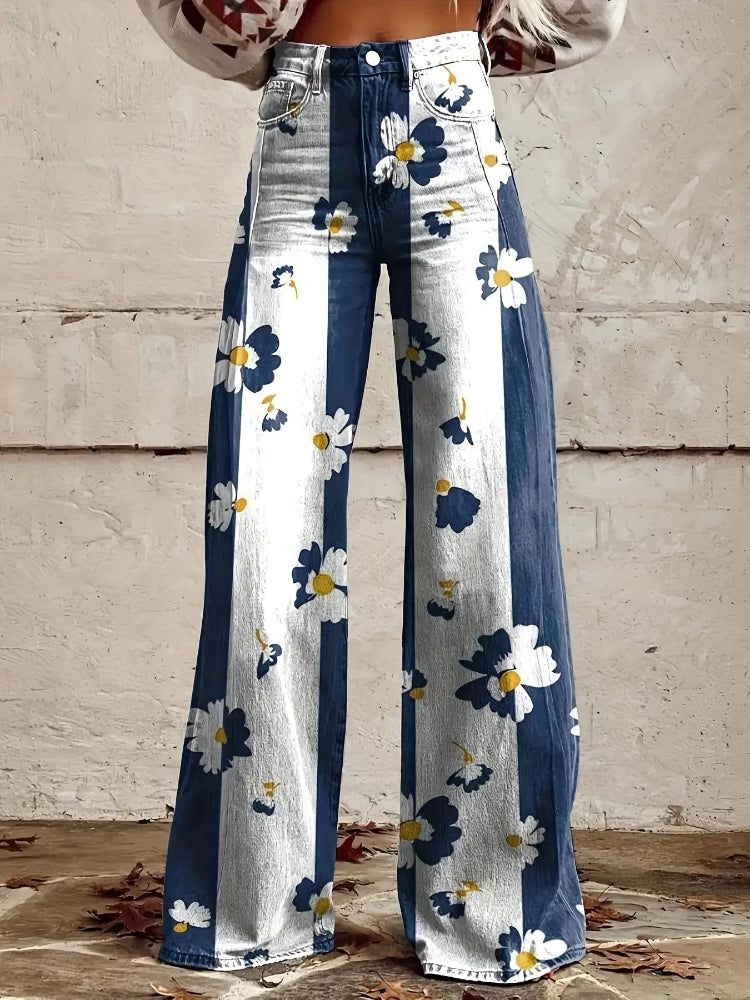 Women’s Printed Wide-Leg Casual Pants