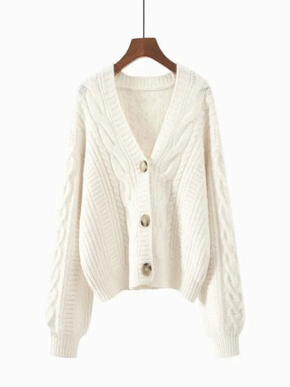 Retro V-Neck Knitted Cardigan – Women’s Knit Jacket