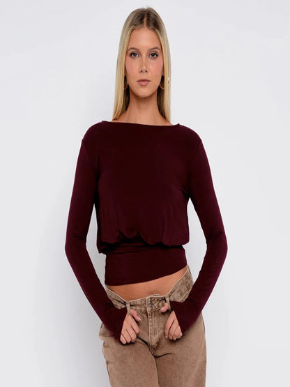 Women’s Striped Long-Sleeve Slim Top