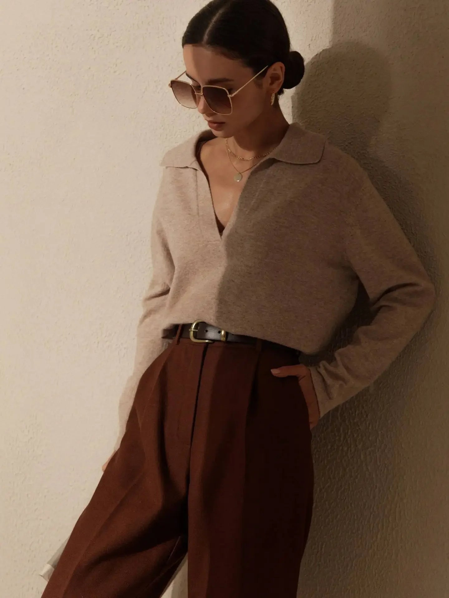 Women’s Polo Neck Knit Pullover Sweater