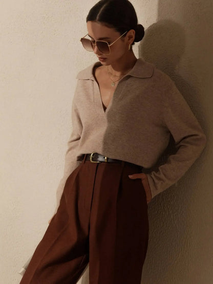 Women’s Polo Neck Knit Pullover Sweater